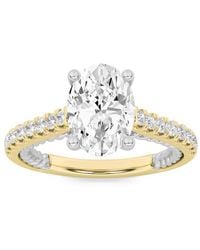 Mure And Co - 2Ctw Oval Shaped Lab Grown Diamond (F/Vs) Two Tone Accented Rope Design Engagement Ring - Lyst