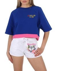 Moschino - Swim Relaxed-fit Cropped Logo Cotton T-shirt - Lyst