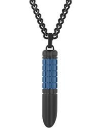 Robert Alton - Stainless Steel & Finish With Groove Design Skinny Vertical Pendant - Lyst