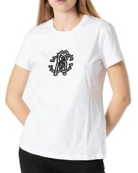 Roberto Cavalli - Rc Logo Cotton T-Shirt, Brand Size 38 Us - Lyst