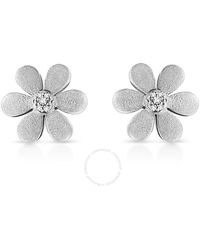 Haus of Brilliance - Matte Finished .925 Sterling Silver Diamond Accent Flower Hoop Stud Earring - Lyst