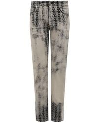 Roberto Cavalli - Rc Monogram-Print Distressed Jeans, Waist - Lyst