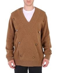 Burberry - Double-Breasted V-Neck Jumper - Lyst
