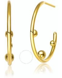 Rachel Glauber - 14k Gold Plated Beaded Open Hoop Earrings - Lyst