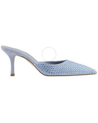 Paris Texas - Light Sapphire Hollywood 7 Embellished Suede Heeled Mules - Lyst