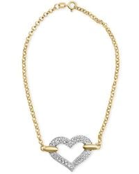 Haus of Brilliance - 10K Two Tone 1/4 Cttw Diamond Encrusted Heart Charm 7" Bracelet (H-I Color, I1-I2 Clarity) - Lyst