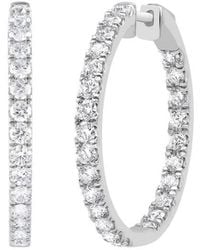 Brilliant Diamond - 2.00 Carat Diamond, Sterling Inside-Out Round Cut Lab-Grown Diamond Hoop Earring (J, Vs-Si) - Lyst