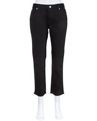 Burberry Ladies Black Frayed Hem Cropped Jeans