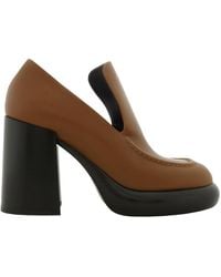 Burberry - Leather Wedge 120Mm Heel Loafers, Brand Size 40 Us - Lyst