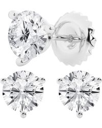 Brilliant Diamond - 4 Carat Round Cut Lab Grown Diamond Stud Earrings - Lyst