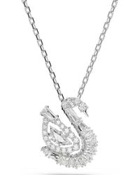 Swarovski - Mixed Cuts Swan Pendant Necklace - Lyst