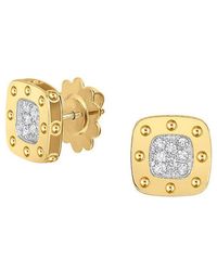Roberto Coin - Pois Moi 18kt Yellow Gold Square Diamond Stud Earrings - Lyst