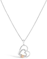 Haus of Brilliance - 925 Sterling Double Heart Pendant Necklace With Diamond And 10K Rose Accent - Lyst