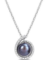Amour - 8-8.5Mm Freshwater Cultured Pearl And Diamond Accent Swirl Pendant With Chain - Lyst