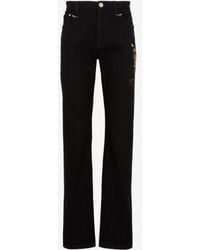 Roberto Cavalli - Embroidered Flared Cotton Denim Jeans, Waist - Lyst