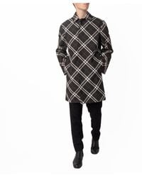 Burberry - Check Print Mid-Length Car Coat, Brand Size 52 Us - Lyst