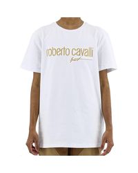 Roberto Cavalli - Optic Logo Cotton Crewneck T-Shirt - Lyst