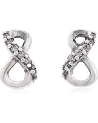 PANDORA - Sparkling Infinity Sterling Stud Earrings - Lyst
