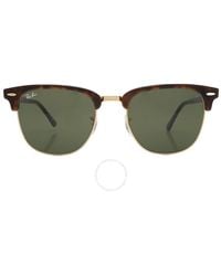 Ray-Ban - Clubmaster Classic Green Square Sunglasses Rb3016 W0366 55 - Lyst
