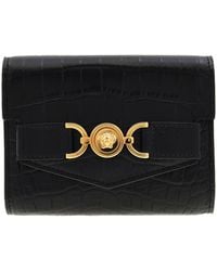 Versace - Croc-Effect Medusa '95 Trifold Wallet - Lyst