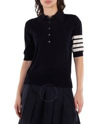 Thom Browne - Ladies Wool 4-Bar Relaxed Polo Shirt, Brand Size 36 (Us - Lyst