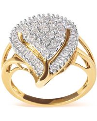 Haus of Brilliance - 10K 1 Cttw Round And Baguette Cut Diamond Ballerina Cluster Ring (H-I Color, Si2-I1 Clarity) - Lyst