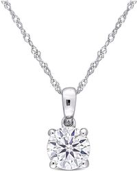 Amour - 1 Ct Dew Created Moissanite Solitaire Pendant With Chain - Lyst