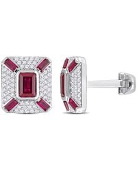 Amour - 5-1/4Ct Tgw Octagon And Baguette-Cut Created Ruby And Created Sapphire Cufflinks - Lyst