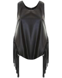 Roberto Cavalli - Fringed Sleevless Nappa Tank Top, Brand Size 38 Us - Lyst