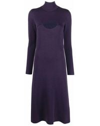 Ferragamo - Lam Wool Midi Dress - Lyst