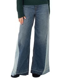 Stella McCartney - Wide-Leg Two-Tone Panelled Jeans - Lyst