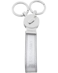 Ferragamo - Dual-Ring Metallic Leather Keyring - Lyst