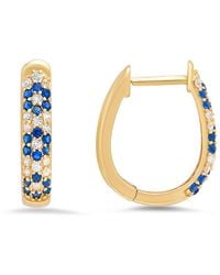 Kylie Harper - 14K Over Petite Sapphire Cz Floral Hoop Earrings - Lyst
