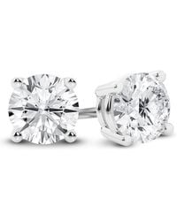 Brilliant Diamond - 14K Igi Certified 3 Carat Round Cut Lab Grown Diamond Stud Earrings For Vs Clarity, E-F Color - Lyst