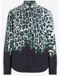 Roberto Cavalli - Leopard Print Cotton Shirt, Brand Size 48 Us - Lyst