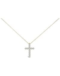 Haus of Brilliance - 14K 1/2 Cttw Lab Grown Diamond 11 Stone Cross Pendant Necklace - Lyst