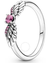 PANDORA - Angel Wings Sparkling Sterling Silver Ring, Size - Lyst