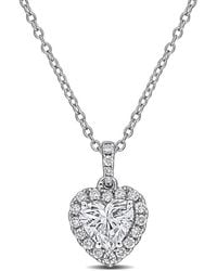 Created Forever - 1 1/8Ct Tgw Heart And Round-Cut Lab Grown Diamond Halo Pendant With Chain - Lyst