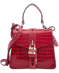 Chloé - Calfskin Crocodile Embossed Small Aby Day Shoulder Bag - Lyst