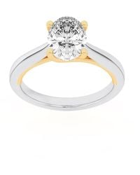 Mure And Co - 1Ctw Oval Shaped Lab Grown Diamond (F/Vs) Two Tone Cathedral Shank Engagement Ring - Lyst