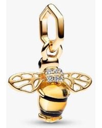 PANDORA - Sparkling Bee 14K-Plated Dangle Charm - Lyst