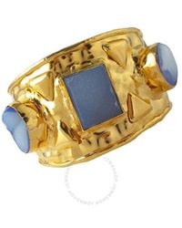 Devon Leigh - 18k Gold Plated Brass And Drusy Cuff Bracelet Cuff62-bl - Lyst