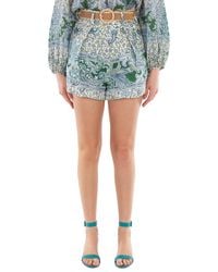 Zimmermann - Ottie Paisley Print Belted Linen Shorts - Lyst