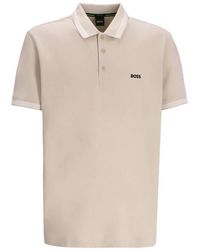 BOSS - Paddy Logo Detail Cotton Polo Shirt - Lyst