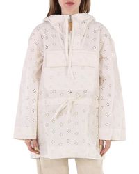 Moncler - Ladies Natural Asnen Broderie Anglaise Jacket, Brand Size 2 (Medium) - Lyst