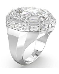 Swarovski - Rhodium Plated Mesmera Cocktail Ring, Size 52 - Lyst