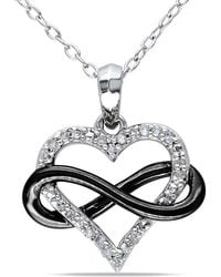 Amour - 1/10 Ct Tw Diamond Heart Infinity Pendant With Chain - Lyst
