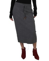 Burberry - Storm Melange Leanora Logo Cashmere-blend Drawstring Skirt - Lyst