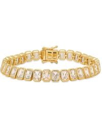 Kylie Harper - 14K Over Bezel-Set Emerald-Cut Cz Tennis Bracelet - Lyst