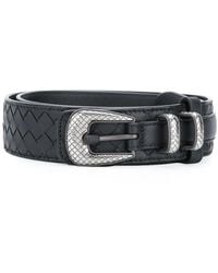 Bottega Veneta - Nappa Intrecciato Leather Embossed Buckle Belt - Lyst